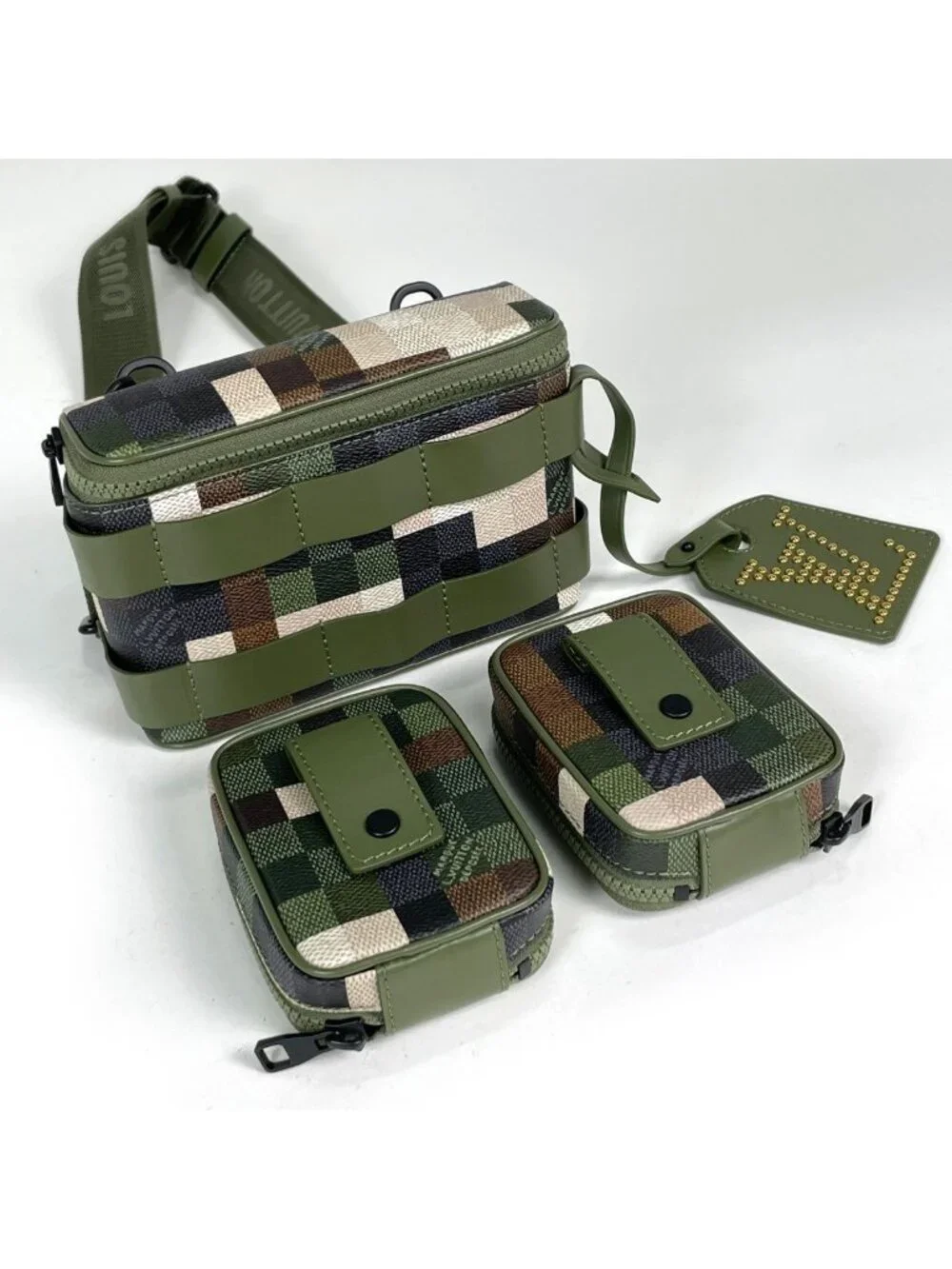 Louis Vuitton LV Trail Wearable Wallet Shoulder Bag Damoflage Damier Green Brown